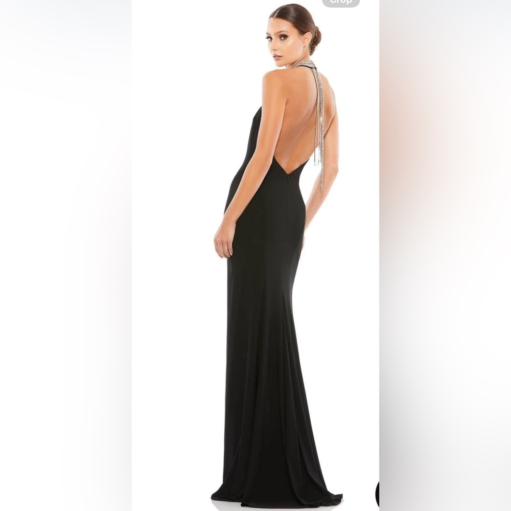 Mac Duggal Black Halter Gown with Slit - Picture 2 of 16